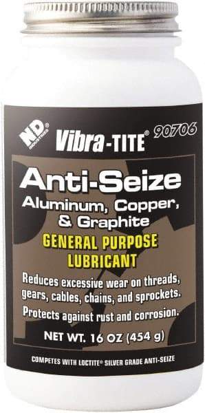 Vibra-Tite - 16 oz Can Anti-Seize Anti-Seize Lubricant - Aluminum/Copper/Graphite, -65 to 1,600°F, Silver Colored, Water Resistant - Strong Tooling