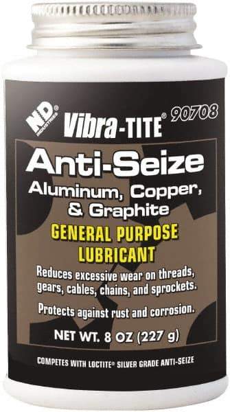 Vibra-Tite - 8 oz Can Anti-Seize Anti-Seize Lubricant - Aluminum/Copper/Graphite, -65 to 1,600°F, Silver Colored, Water Resistant - Strong Tooling