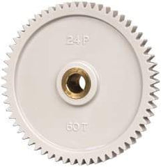 Made in USA - 24 Pitch, 2-1/2" Pitch Diam, 2.583" OD, 60 Tooth Spur Gear - 1/4" Face Width, 5/16" Bore Diam, 43/64" Hub Diam, 20° Pressure Angle, Acetal - Strong Tooling