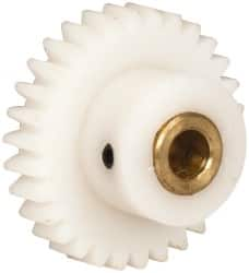 Made in USA - 32 Pitch, 15/16" Pitch Diam, 1" OD, 30 Tooth Spur Gear - 3/16" Face Width, 3/16" Bore Diam, 9/16" Hub Diam, 20° Pressure Angle, Acetal - Strong Tooling