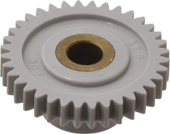 Made in USA - 32 Pitch, 1-1/8" Pitch Diam, 1-3/16" OD, 36 Tooth Spur Gear - 3/16" Face Width, 1/4" Bore Diam, 39/64" Hub Diam, 20° Pressure Angle, Acetal - Strong Tooling