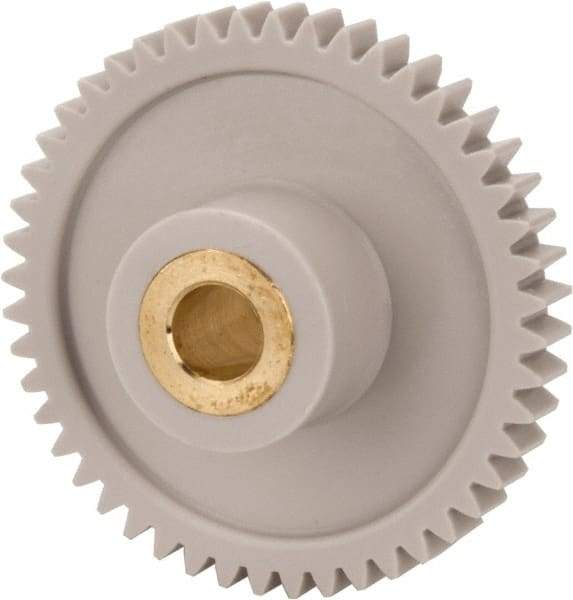 Made in USA - 32 Pitch, 1-1/2" Pitch Diam, 1-9/16" OD, 48 Tooth Spur Gear - 3/16" Face Width, 1/4" Bore Diam, 5/8" Hub Diam, 20° Pressure Angle, Acetal - Strong Tooling