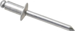 Marson - Button Head Aluminum Open End Blind Rivet - Aluminum Mandrel, 0.126" to 1/4" Grip, 1/2" Head Diam, 0.257" to 0.261" Hole Diam, 1/2" Length Under Head, 1/4" Body Diam - Strong Tooling