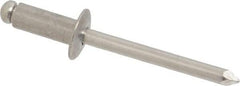 Marson - Button Head Aluminum Open End Blind Rivet - Aluminum Mandrel, 0.251" to 3/8" Grip, 1/2" Head Diam, 0.257" to 0.261" Hole Diam, 5/8" Length Under Head, 1/4" Body Diam - Strong Tooling