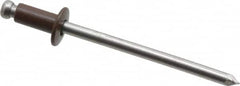 Marson - Button Head Aluminum Open End Blind Rivet - Aluminum Mandrel, 0.063" to 1/8" Grip, 1/4" Head Diam, 0.129" to 0.133" Hole Diam, 0.275" Length Under Head, 1/8" Body Diam - Strong Tooling