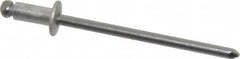 Marson - Button Head Aluminum Open End Blind Rivet - Steel Mandrel, 1/32" to 1/8" Grip, 1/4" Head Diam, 0.129" to 0.133" Hole Diam, 0.275" Length Under Head, 1/8" Body Diam - Strong Tooling