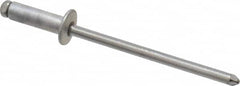 Marson - Button Head Aluminum Open End Blind Rivet - Steel Mandrel, 3/16" to 1/4" Grip, 1/4" Head Diam, 0.129" to 0.133" Hole Diam, 0.4" Length Under Head, 1/8" Body Diam - Strong Tooling