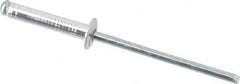 Marson - Button Head Aluminum Open End Blind Rivet - Steel Mandrel, 0.376" to 1/2" Grip, 1/4" Head Diam, 0.129" to 0.133" Hole Diam, 0.65" Length Under Head, 1/8" Body Diam - Strong Tooling