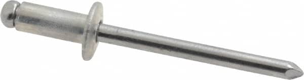 Marson - Button Head Aluminum Open End Blind Rivet - Steel Mandrel, 3/16" to 1/4" Grip, 3/8" Head Diam, 0.192" to 0.196" Hole Diam, 0.45" Length Under Head, 3/16" Body Diam - Strong Tooling