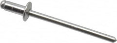 Marson - Button Head Aluminum Open End Blind Rivet - Aluminum Mandrel, 1/32" to 1/8" Grip, 1/4" Head Diam, 0.129" to 0.133" Hole Diam, 0.275" Length Under Head, 1/8" Body Diam - Strong Tooling