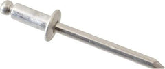 Marson - Button Head Aluminum Open End Blind Rivet - Aluminum Mandrel, 3/16" to 1/4" Grip, 3/8" Head Diam, 0.192" to 0.196" Hole Diam, 0.45" Length Under Head, 3/16" Body Diam - Strong Tooling