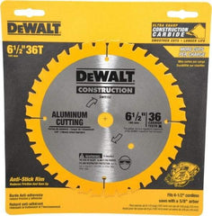 DeWALT - 6-1/2" Diam, 5/8" Arbor Hole Diam, 36 Tooth Wet & Dry Cut Saw Blade - Carbide-Tipped, Standard Round Arbor - Strong Tooling