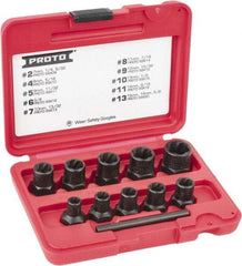 Proto - 10 Piece Socket/Wrench Bolt Extractor Set - Molded Plastic Case - Strong Tooling