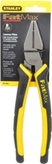 Stanley - 8-3/8" OAL, 1-1/2" Jaw Length x 1" Jaw Width, Side Cutting Linesman's Pliers - Serrated Jaw, Flat Nose Head, Bi-Material Cushion Grip Handles - Strong Tooling