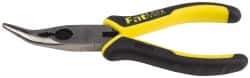 Stanley - 6-3/4" OAL, 1-13/16" Jaw Length x 11/16" Jaw Width, Long Nose Side Cutting Bent Nose Pliers - Serrated Jaw, Double Injection Molded Handles - Strong Tooling