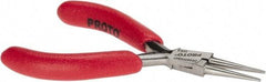 Proto - 4-1/2" OAL, 1-3/64" Jaw Length x 27/64" Jaw Width, Long Nose Mini Pliers - Standard Jaw, Round Nose Head, ESD Cushion Handles, with Spring - Strong Tooling