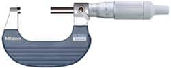 Mitutoyo - 25 to 50mm Range, 0.01mm Graduation, Mechanical Outside Micrometer - Ratchet Stop Thimble, Accurate to 0.0001" - Strong Tooling