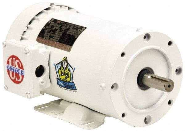 US Motors - 3/4 hp, TENV Enclosure, No Thermal Protection, 3,450 RPM, 208-230/460 Volt, 60 Hz, Three Phase Energy Efficient Motor - Size 56C Frame, C-Face/Base Mount, 1 Speed, Ball Bearings, 2.4-2.2/1.1 Full Load Amps, F Class Insulation, Reversible - Strong Tooling