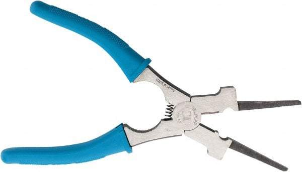 Harris Products - 8-1/2" OAL, 1-3/4" Jaw Length, Long Nose Side Cutting Welder's Pliers - Serrated Jaw, Needle Nose Head, Insulated Handles, with Spring - Strong Tooling