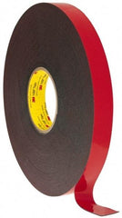 3M - 1" x 36 Yd Acrylic Adhesive Double Sided Tape - 45 mil Thick, Black, Acrylic Foam Liner, Continuous Roll, Series 5952 - Strong Tooling