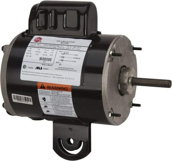 US Motors - 1/4 hp, TEAO Enclosure, Auto Thermal Protection, 1,075 RPM, 115 Volt, 60 Hz, Single Phase Permanent Split Capacitor (PSC) Motor - Size 48YZ Frame, Yoke Mount, 2 Speed, Ball Bearings, 4.2 Full Load Amps, B Class Insulation, Reversible - Strong Tooling