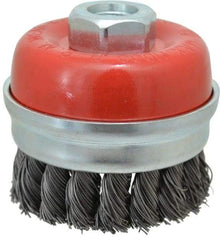 Value Collection - 3" Diam, 5/8-11 Threaded Arbor, Steel Fill Cup Brush - 0.02 Wire Diam, 11,000 Max RPM - Strong Tooling