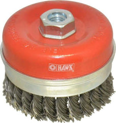 Value Collection - 4" Diam, 5/8-11 Threaded Arbor, Steel Fill Cup Brush - 0.0314 Wire Diam, 8,500 Max RPM - Strong Tooling