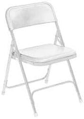 NPS - 18-3/4" Wide x 16-1/4" Deep x 29-3/4" High, Steel Folding Chair with Plastic Seat & Back - White with White Frame - Strong Tooling