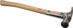 Stanley - 1-3/8 Lb Head, Straight Framing Hammer - 18" OAL, 1-1/2" Face Diam, Checkered Face, Wood Handle - Strong Tooling