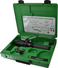 Greenlee - 5 Piece, 22.5" Punch Hole Diam, Hydraulic Punch Driver Kit - Round Punch, 10 Gage Mild Steel - Strong Tooling