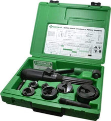 Greenlee - 11 Piece, 61.5mm Punch Hole Diam, Hydraulic Punch Driver Kit - Round Punch, 10 Gage Mild Steel - Strong Tooling