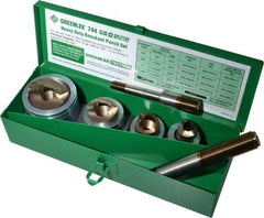 Greenlee - 7 Piece, 22.5 to 43.2mm Punch Hole Diam, Hydraulic Knockout Set - Round Punch, 10 Gage Mild Steel - Strong Tooling