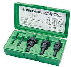 Greenlee - 5 Piece, 7/8" to 1-3/8" Saw Diam, Hole Saw Kit - Carbide-Tipped, Pilot Drill Model No. 123CT, Includes 3 Hole Saws - Strong Tooling