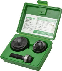 Greenlee - 6 Piece, 1-1/2 to 2" Punch Hole Diam, Manual Knockout Set - Round Punch, 10 Gage Mild Steel - Strong Tooling