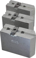 Abbott Workholding Products - 8" & Up Chuck Capacity, Tongue & Groove Attachment, Square Soft Lathe Chuck Jaw - 3 Jaws, Aluminum, 1-3/4" Btw Mount Hole Ctrs, 4" Long x 1-1/2" Wide x 3" High, 5/16" Groove, 3/8" Fastener - Strong Tooling