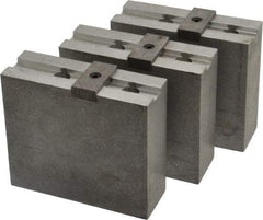 Abbott Workholding Products - 10" & Up Chuck Capacity, Tongue & Groove Attachment, Square Soft Lathe Chuck Jaw - 3 Jaws, Aluminum, 2-1/8" Btw Mount Hole Ctrs, 4-1/2" Long x 1-1/2" Wide x 4" High, 1/2" Groove, 1/2" Fastener - Strong Tooling