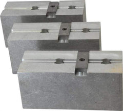 Abbott Workholding Products - 15 to 18" Chuck Capacity, Tongue & Groove Attachment, Square Soft Lathe Chuck Jaw - 3 Jaws, Aluminum, 3" Btw Mount Hole Ctrs, 6-1/2" Long x 2-1/2" Wide x 3" High, 1/2" Groove, 5/8" Fastener - Strong Tooling