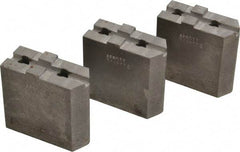 Abbott Workholding Products - 6" & Up Chuck Capacity, Tongue & Groove Attachment, Square Soft Lathe Chuck Jaw - 3 Jaws, Steel, 1-1/2" Btw Mount Hole Ctrs, 3" Long x 1-1/4" Wide x 3" High, 5/16" Groove, 3/8" Fastener - Strong Tooling