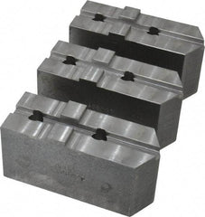 Abbott Workholding Products - 8" & Up Chuck Capacity, Tongue & Groove Attachment, Square Soft Lathe Chuck Jaw - 3 Jaws, Steel, 1-3/4" Btw Mount Hole Ctrs, 4" Long x 1-1/2" Wide x 2" High, 5/16" Groove, 1/2" Fastener - Strong Tooling