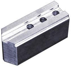 Abbott Workholding Products - 16" & Up Chuck Capacity, 3/32" x 90° Serrated Attachment, Square Soft Lathe Chuck Jaw - 3 Jaws, Steel, 1-1/2" Btw Mount Hole Ctrs, 6-1/2" Long x 2-1/2" Wide x 3" High, 1.004" Groove, 0.7874" & 20mm Fastener - Strong Tooling