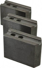 Abbott Workholding Products - 8" & Up Chuck Capacity, 1/16" x 90 Serrated Attachment, Square Soft Lathe Chuck Jaw - 3 Jaws, Steel, 29/32" Btw Mount Hole Ctrs, 4" Long x 1-1/2" Wide x 3" High, 0.669" Groove, 0.4724" & 12mm Fastener - Strong Tooling