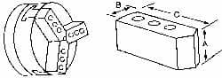 Abbott Workholding Products - 10" & Up Chuck Capacity, Northfield Attachment, Square Soft Lathe Chuck Jaw - 3 Jaws, Aluminum, 4-11/16mm Long x 2" Wide x 3" High - Strong Tooling