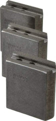 Abbott Workholding Products - 5" & Up Chuck Capacity, 1.5mm x 60° Serrated Attachment, Square Soft Lathe Chuck Jaw - 3 Jaws, Steel, 0.7087" Btw Mount Hole Ctrs, 2-1/2" Long x 1" Wide x 3" High, 0.3937" Groove, 0.315" & 8mm Fastener - Strong Tooling