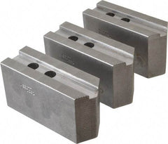 Abbott Workholding Products - 12" & Up Chuck Capacity, 1.5mm x 60° Serrated Attachment, Square Soft Lathe Chuck Jaw - 3 Jaws, Steel, 1.1811" Btw Mount Hole Ctrs, 5-1/2" Long x 2" Wide x 3" High, 0.7087" Groove, 0.5512" & 14mm Fastener - Strong Tooling