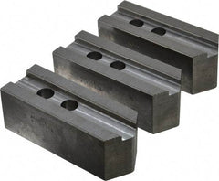 Abbott Workholding Products - 12" & Up Chuck Capacity, 1.5mm x 60° Serrated Attachment, Square Soft Lathe Chuck Jaw - 3 Jaws, Steel, 1.1811" Btw Mount Hole Ctrs, 5-1/2" Long x 2" Wide x 2" High, 0.8268" Groove, 0.6299" & 16mm Fastener - Strong Tooling