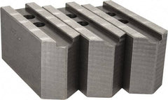 Abbott Workholding Products - 12" & Up Chuck Capacity, 1.5mm x 60° Serrated Attachment, Square Soft Lathe Chuck Jaw - 3 Jaws, Steel, 1.1811" Btw Mount Hole Ctrs, 5-1/2" Long x 2" Wide x 3" High, 0.8268" Groove, 0.6299" & 16mm Fastener - Strong Tooling