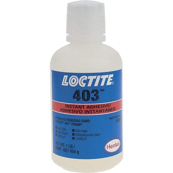 Loctite - 1 Lb Bottle Clear Instant Adhesive - Series 403, 24 hr Full Cure Time - Strong Tooling