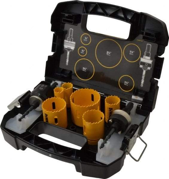 DeWALT - 9 Piece, 3/4" to 2-1/4" Saw Diam, Plumber's Hole Saw Kit - Bi-Metal, Continuous Edge, Includes 6 Hole Saws - Strong Tooling