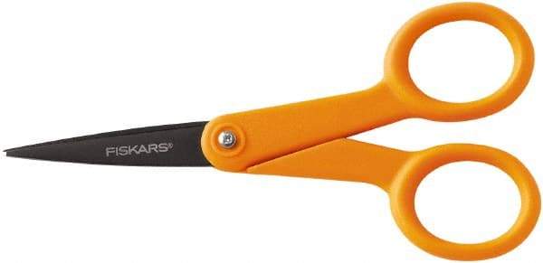 Fiskars - 1-13/16" LOC, 4-15/16" OAL Coated Stainless Steel Non Stick Scissors - Ambidextrous, Plastic Straight Handle, For General Purpose Use - Strong Tooling