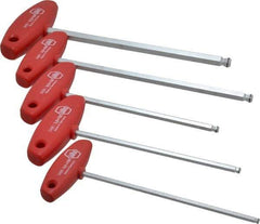 Wiha - 5 Piece T-Handle Ball End Hex Key Set - Hex Range 4 to 10mm, Chrome Vanadium Molybdenum - Strong Tooling